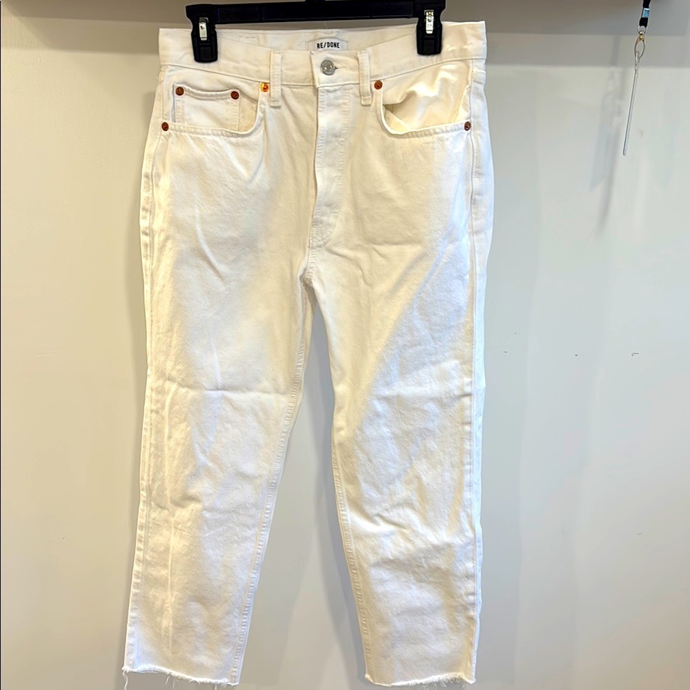 ReDone sz 29 70s stove Pipe White Denim Jeans​​